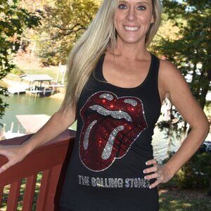 The Rolling Stones rhinestone sleeveless shirt XS S  M L XL XXL 1X 2X,3X,…